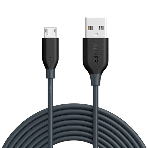 Cabo Anker Powerline Micro USB Android | 3 metros Cinza