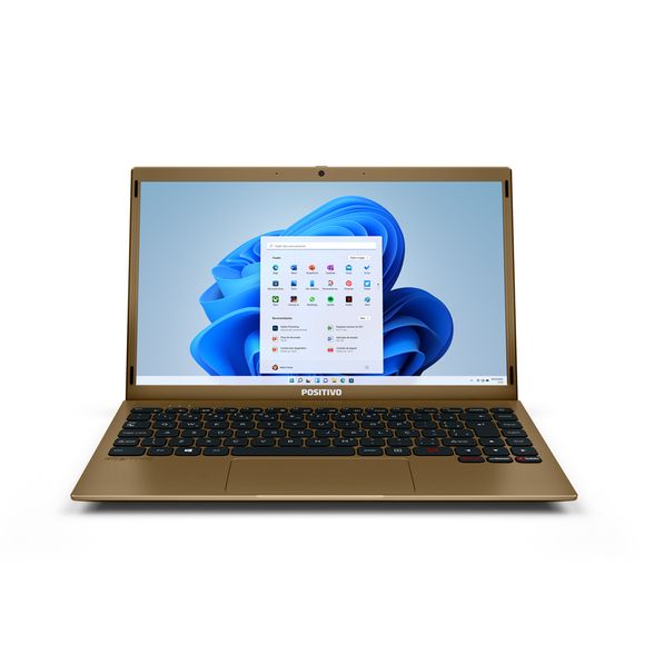 Notebook Positivo Motion C4120F Intel® Celeron® N4020 Windows 11 Home 4GB 120GB SSD 14" Dourado - Inclui Microsoft 365*