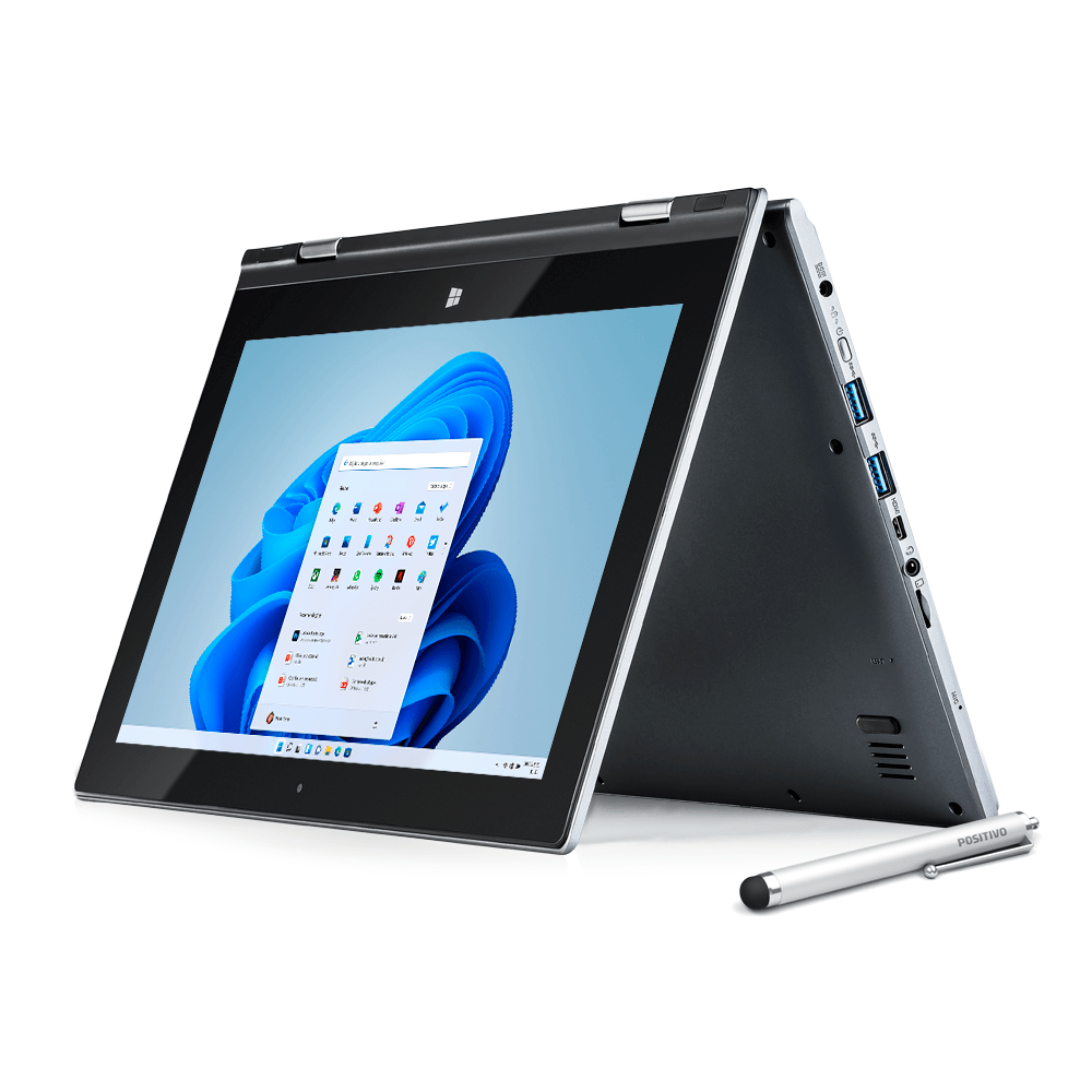 Notebook 2 em 1 Positivo DUO C464D Intel® Celeron® Dual Core Windows 11 Home 11" IPS Full HD - Cinza