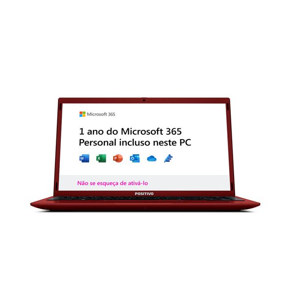 Notebook Positivo Motion Q4128C Intel® Atom® Quad-Core™ Windows 10 Home 14.1" - Vermelho - Inclui Microsoft 365*