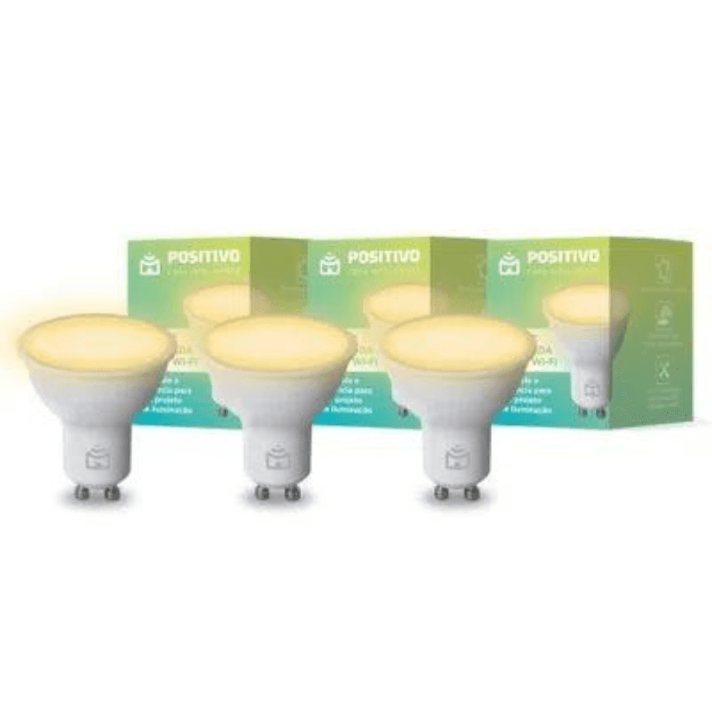 Kit 3 Lâmpadas Spot Wi-Fi - LED 4,5W GU10 - Vida Útil 15 Mil Hrs - Timer Programável e Controle via App