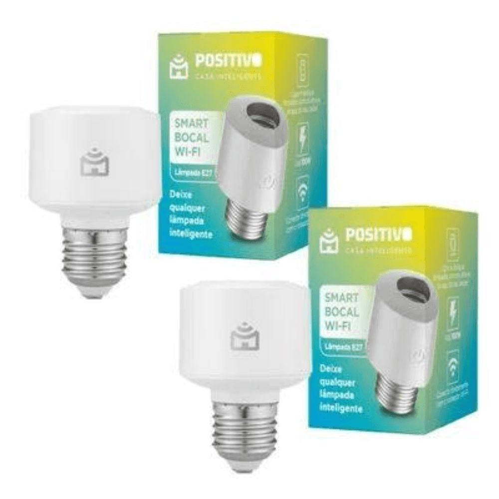 Kit 2 Smart Bocal Wi-Fi Positivo Casa Inteligente - Soquete E27 100W - Fácil Instalação e Automação Remota