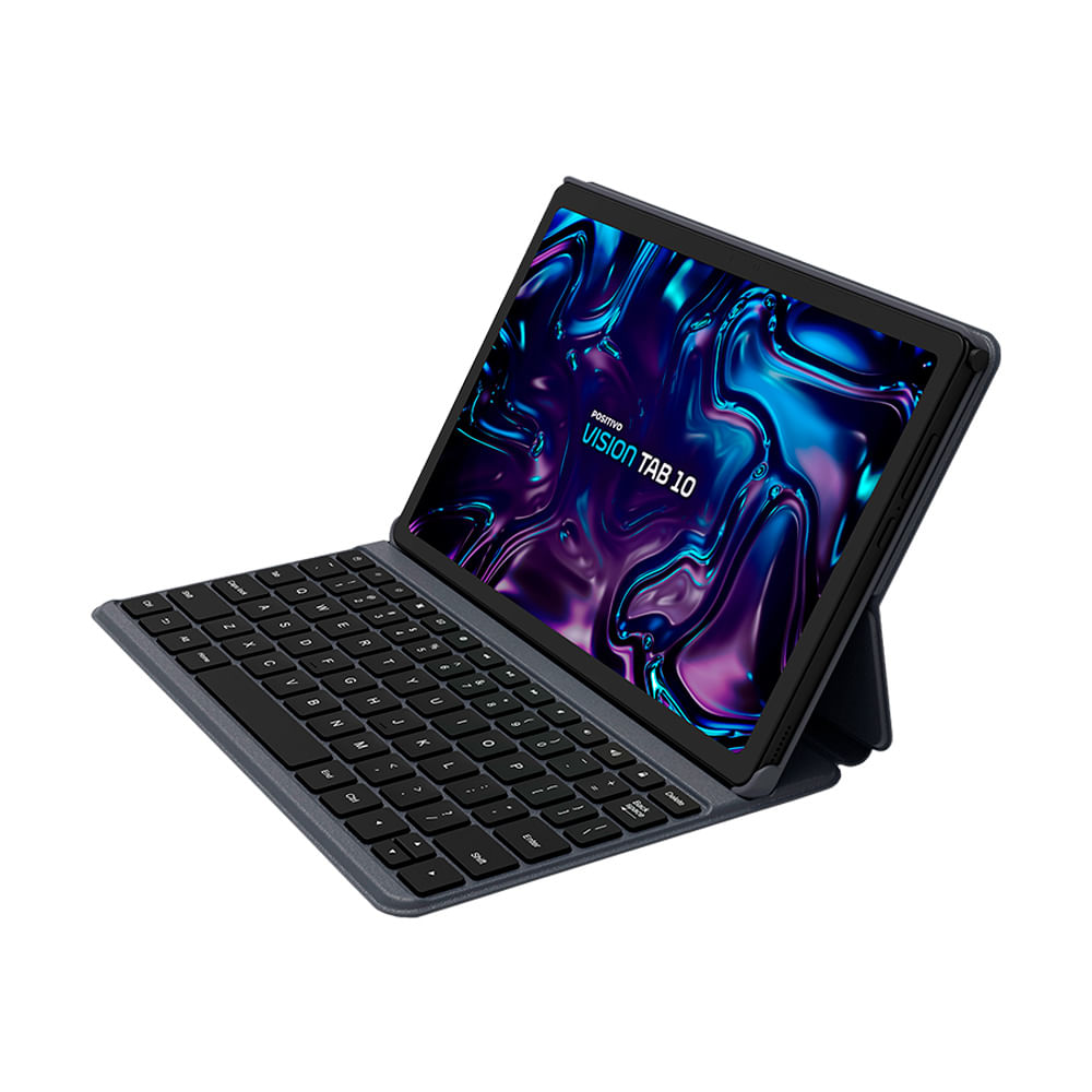 Tablet Positivo Vision Tab 10 + Capa Teclado – 4GB RAM 128GB Octa-Core Android 13 Wi-Fi 4G – Tela 10,1" HD IPS Câmera 13MP e 5MP – Preto