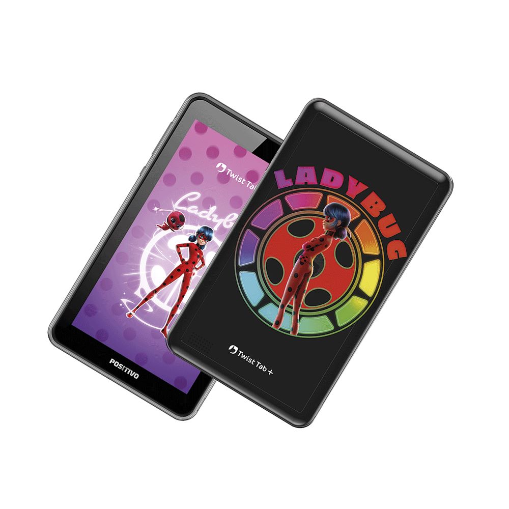 Tablet Positivo Twist Tab Lady Bug + com 2 capas de proteção 2GB RAM 64GB bateria 3100mAh 7" - Preto