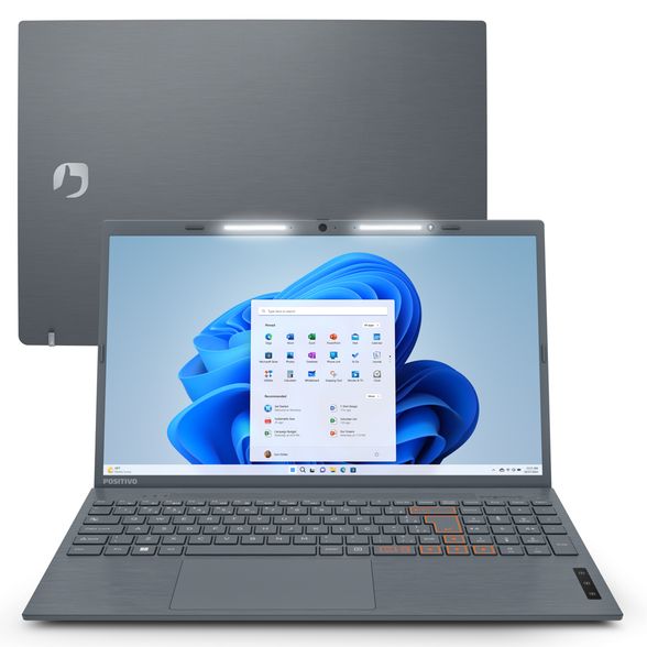 Notebook Positivo Vision C15 Intel® Celeron® N4020 Windows 11 Home 4GB RAM 128GB eMMC 15.6” LED HD Lumina Bar - Cinza