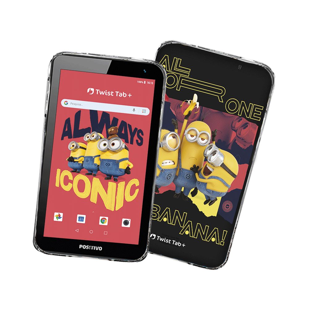 Positivo Twist Tab Minions + com 2 capas de proteção, 2GB RAM, 64GB, Tela de 7”, bateria 3100mAh