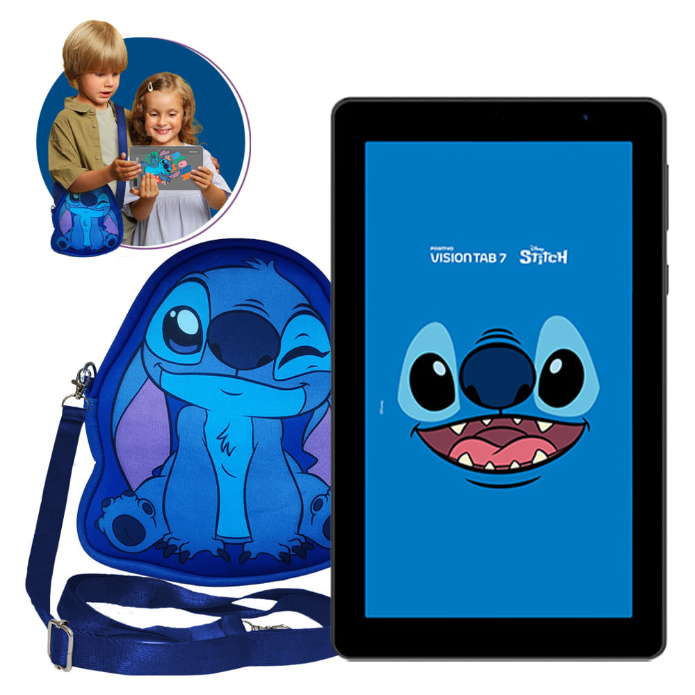 Tablet Positivo Vision TAB 7 Stitch + Capa e Bolsa - Octa-Core 3GB RAM 64GB Android 14 Go Wi-Fi Tela 7” IPS – Preto