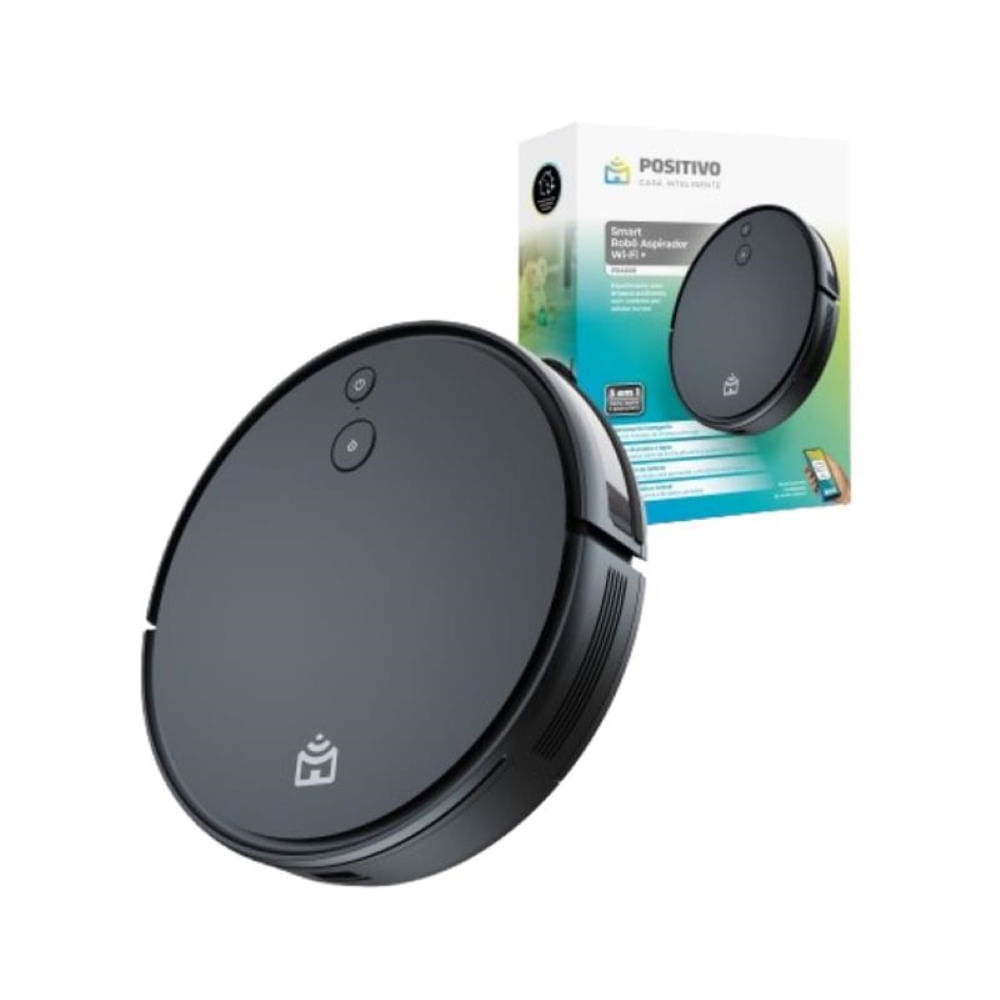 Smart Robô Aspirador Wi-Fi PRA600 Positivo Casa Inteligente, Aspira, Passa Pano, Retorna à Base