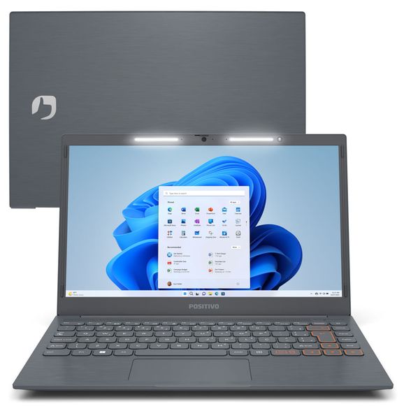 Notebook Positivo Vision C14 Intel Celeron Windows 11 Home 4GB 128GB e MMC 14" Lumina BAR Cinza - Inclui Microsoft 365*