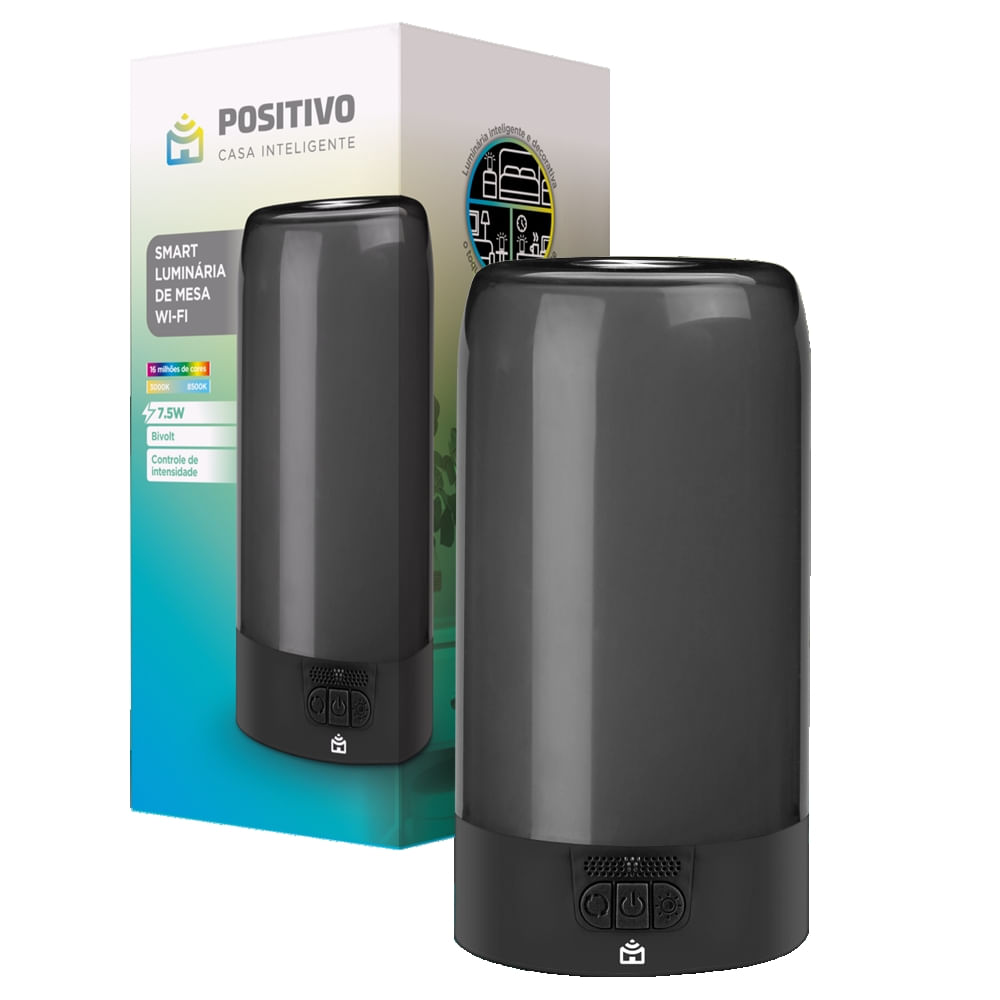 Smart Luminária de Mesa Wi-Fi Positivo Casa Inteligente - 7,5 W - RGB - 16 Milhões de cores - Controle por voz