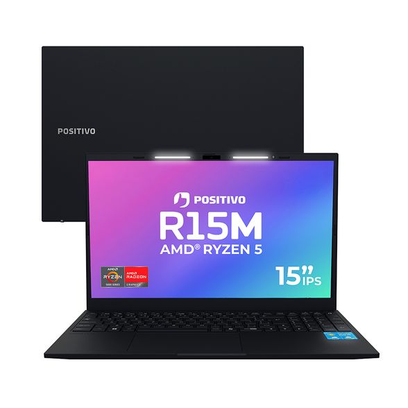 Notebook Positivo Vision R15M AMD Ryzen 7-5825U Linux 8GB RAM 512GB SSD Wi-Fi 6 Tela 15" Full HD IPS - Minitela Preto