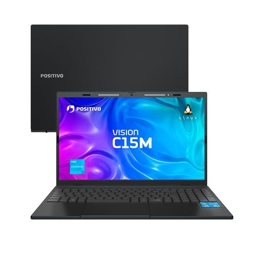 Notebook Positivo Vision C15M Intel Celeron N4500 Linux 8GB RAM 256GB e MMC 15.6" Full HD IPS - Minitela - Cinza
