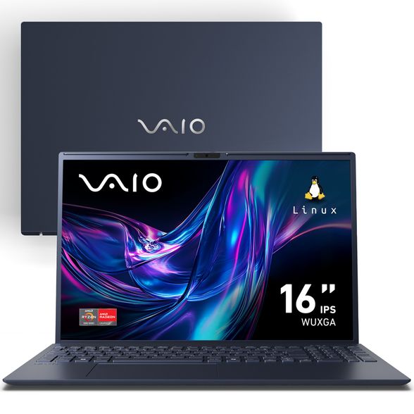 Notebook VAIO FE16 AMD Ryzen 7-5825U Linux 8GB RAM 256GB SSD 16" IPS WUXGA Antirreflexo - Cinza Grafite